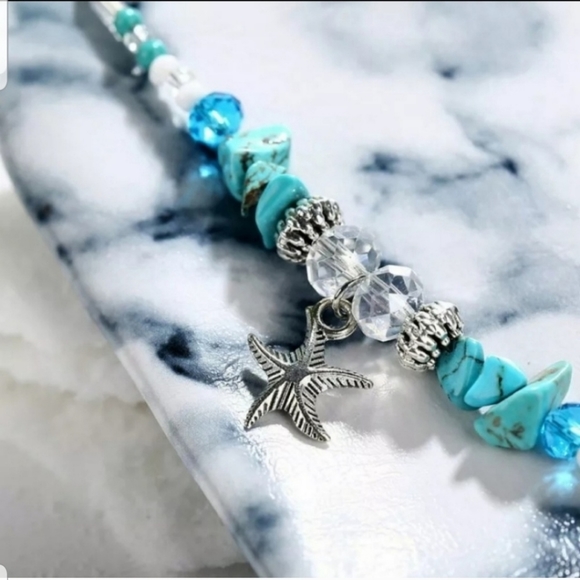 New Elegant Starfish Turquoise Ankle Bracelet - Picture 5 of 7